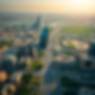 Aerial view of Abu Dhabi showcasing its urban development and green spaces
