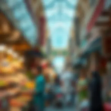 A vibrant market scene reflecting Abu Dhabi's rich cultural tapestry