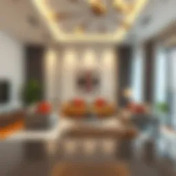 Stylish partitioned living space showcasing modern interior design