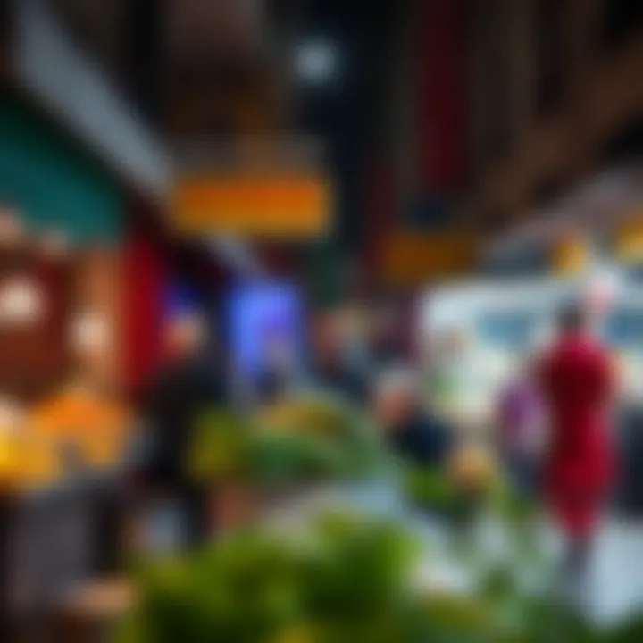 Local Food Stalls in Downtown Dubai Vibrant street market showcasing local food stalls