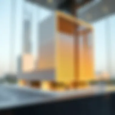 Innovative Design of Al Hudaiba Awards Building Architectural model of the Al Hudaiba Awards Building emphasizing its innovative design