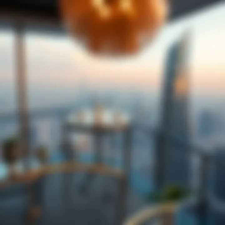 Panoramic view of Bloom Towers and surrounding Dubai skyline