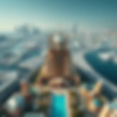 Location Significance of Binghatti Royale Aerial view of Dubai highlighting the location significance of Binghatti Royale