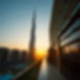 Stunning view of Burj Khalifa residences at sunset