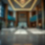 Luxurious hotel lobby near Dubai Healthcare City
