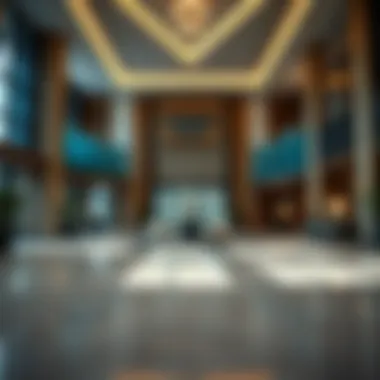 Luxurious hotel lobby near Dubai Healthcare City