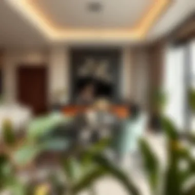 Stylish dining area with a blend of traditional and modern elements