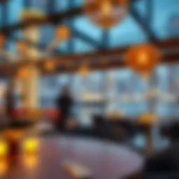 A stunning view of Dubai Marina from a waterfront restaurant