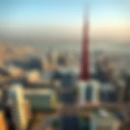Aerial view of Sharjah and Dubai skyline