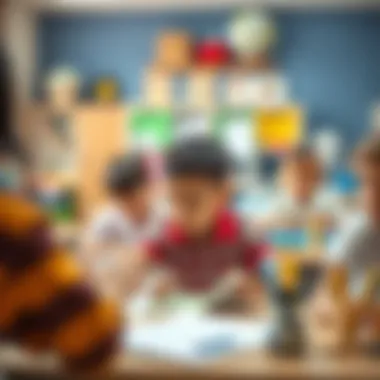Dynamic Classroom Environment Children engaging in a classroom setting with diverse learning materials