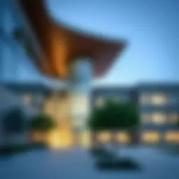 A modern school building in Dubai Land showcasing contemporary architecture