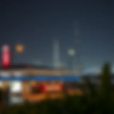 Dubai skyline with fast-food restaurant