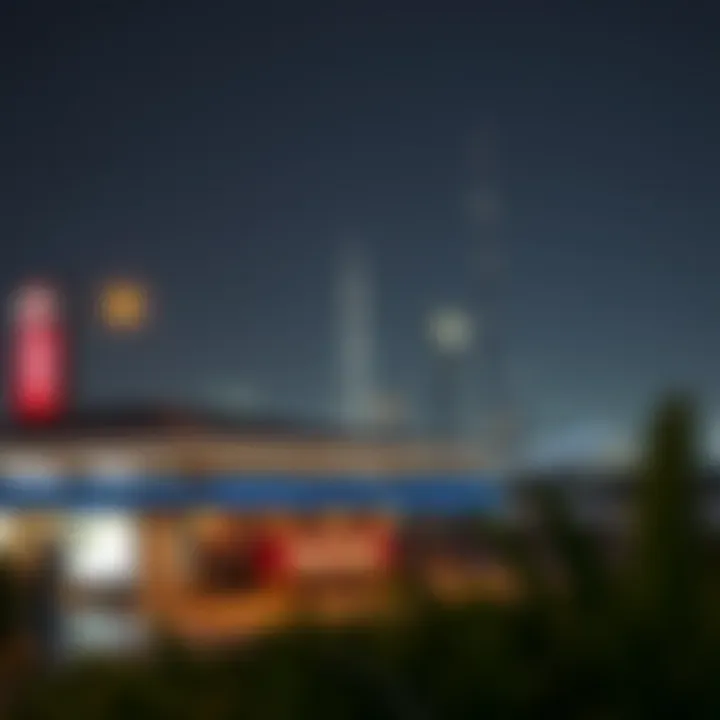 Dubai skyline with fast-food restaurant