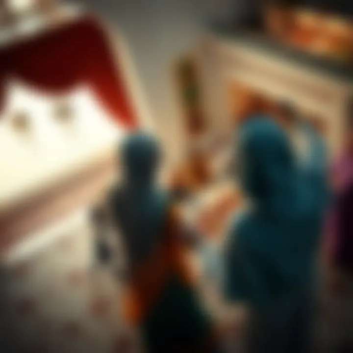 Family Unity during Eid Celebrations Aerial view of a family gathering celebrating Eid