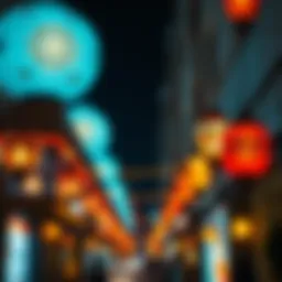 Decorative lanterns illuminating the streets during Eid