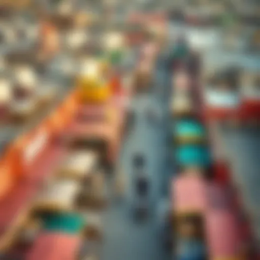 Aerial view of Abu Hail Market showcasing its vibrant architecture and bustling atmosphere