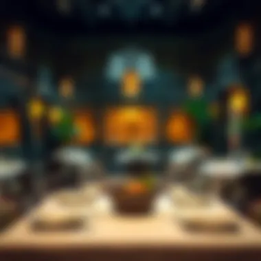 A Cultural Oasis: Restaurant Ambiance A beautifully arranged interior of a luxurious Indian restaurant reflecting cultural heritage