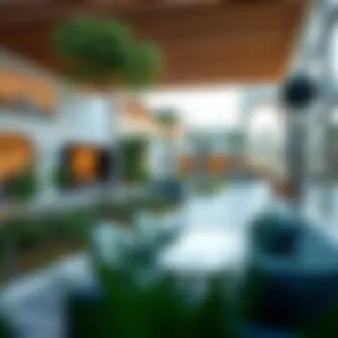 A vibrant community space in Azur Dubai with green areas