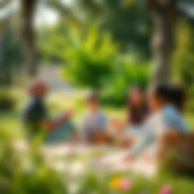 Families enjoying a picnic in a Dubai garden