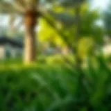 Lush greenery in a Dubai community park