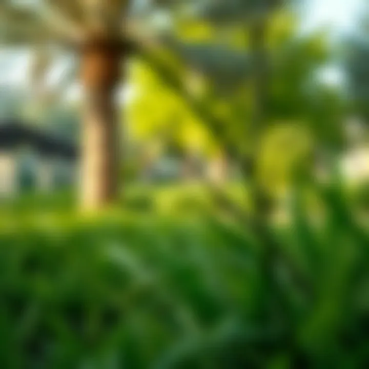 Lush greenery in a Dubai community park