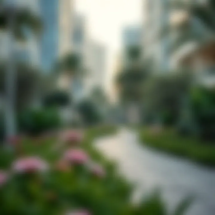 A tranquil walking path in an urban garden