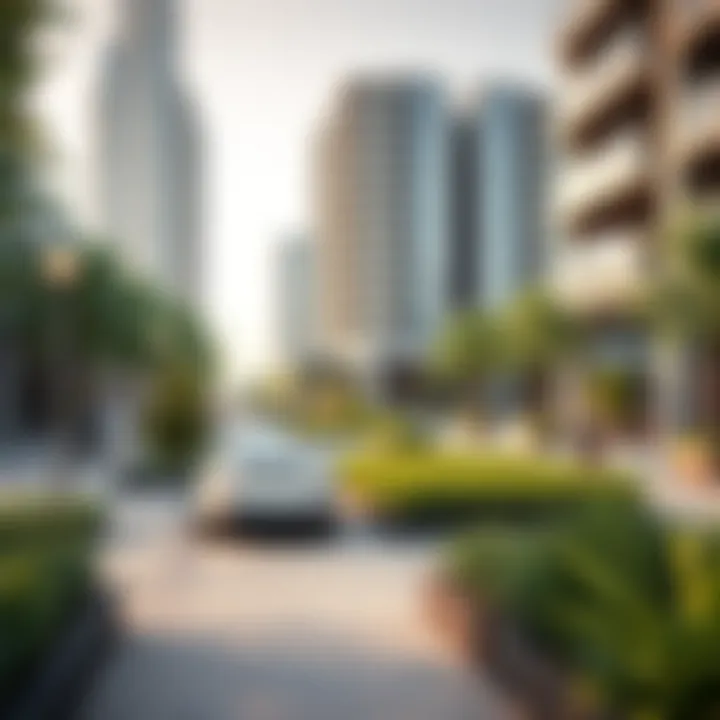 Community amenities in downtown Dubai, including parks and recreational areas