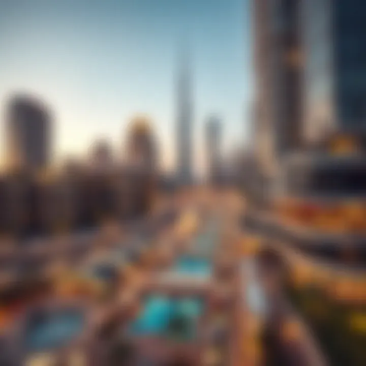 Skyline view of downtown Dubai showcasing modern architecture