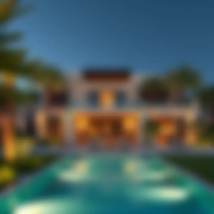 Luxury Villas in Dubai Land Luxurious villas surrounded by greenery in Dubai Land