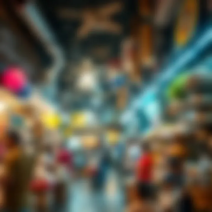 A bustling scene of commerce in a global village shop