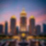 Majestic view of an imperial building in Dubai against the skyline