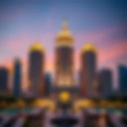 Majestic view of an imperial building in Dubai against the skyline