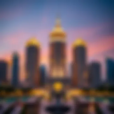 Majestic view of an imperial building in Dubai against the skyline