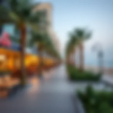 Vibrant beachfront promenade filled with cafes and shops at La Mer Beach