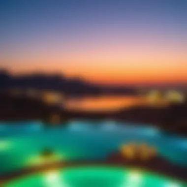 Sunset over Love Lake, illuminating the surrounding desert landscape