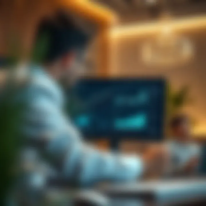 Investors analyzing market trends on a digital screen