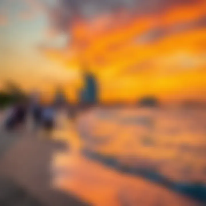 Sunset Splendor: The Beauty of Dubai's Coastline Vibrant sunset over a popular beachfront location in Dubai