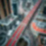 Aerial Overview of Dubai's Red Line Aerial view of the Red Line stations in Dubai