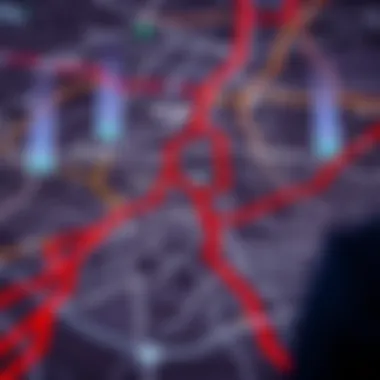 Map highlighting the Red Line route through Dubai