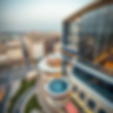 Aerial Perspective of Rigga Al Buteen Plaza Aerial view of Rigga Al Buteen Plaza showcasing its modern architecture