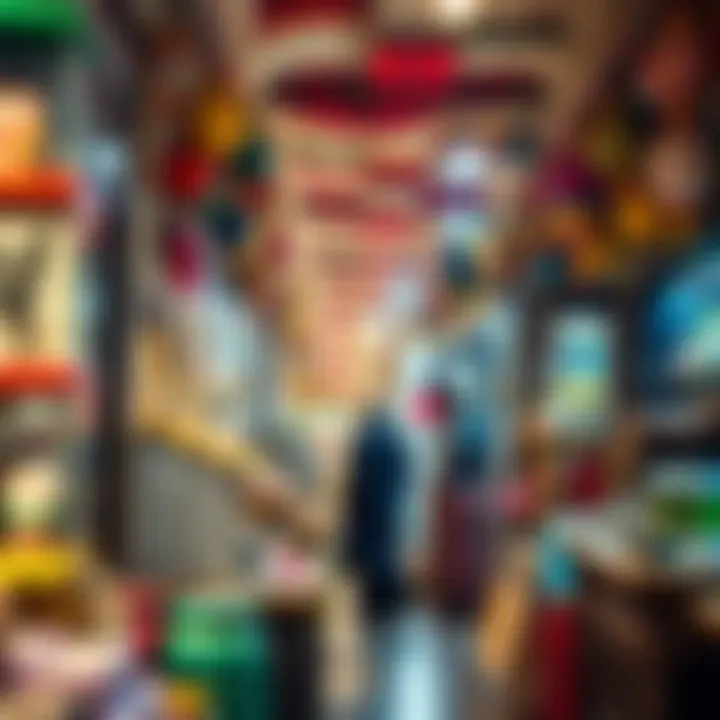 Vibrant market scene showcasing the unique products available.