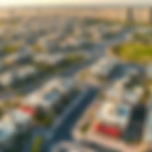 Aerial view of Al Nahda showcasing the vibrant community and real estate developments