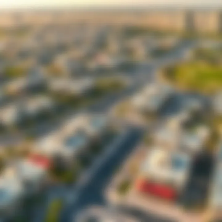 Aerial view of Al Nahda showcasing the vibrant community and real estate developments