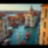 Aerial view of Venice's historic canals and architecture