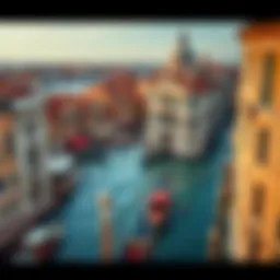 Aerial view of Venice's historic canals and architecture