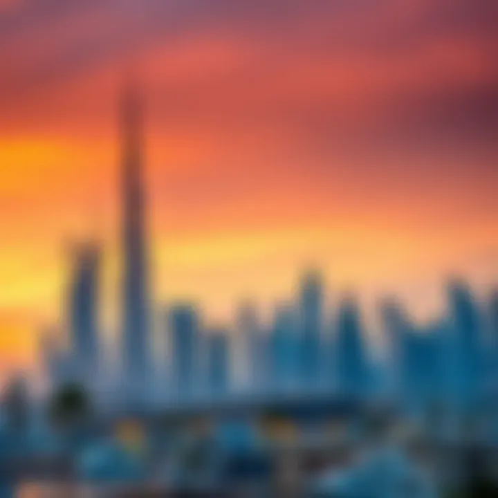 Dubai Skyline at Sunset Stunning skyline of Dubai at sunset