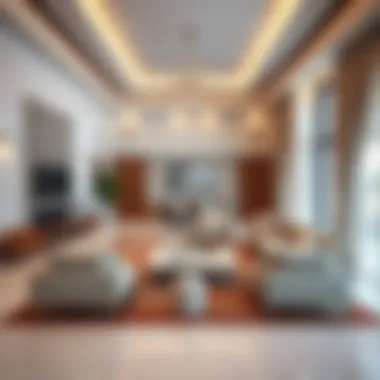 Elegant living room interior of a villa highlighting spacious design