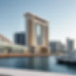 Scenic view of Hilton Dubai Creek showcasing its modern architecture against the skyline