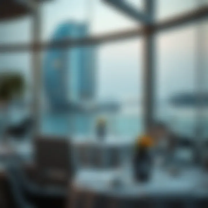 Dining area with a view in a Dubai Creek hotel