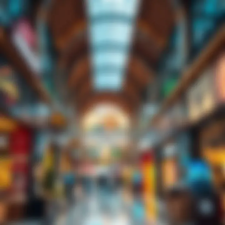 Vibrant shopping area inside Ibn Battuta Mall with diverse retail options